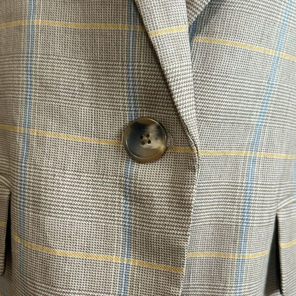 NWT A.L.C Donovan Plaid Linen Blend Single-Breasted Jacket in Tawny Plaid size 6 - Picture 11 of 16